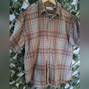 Plaid short sleeve mens button up